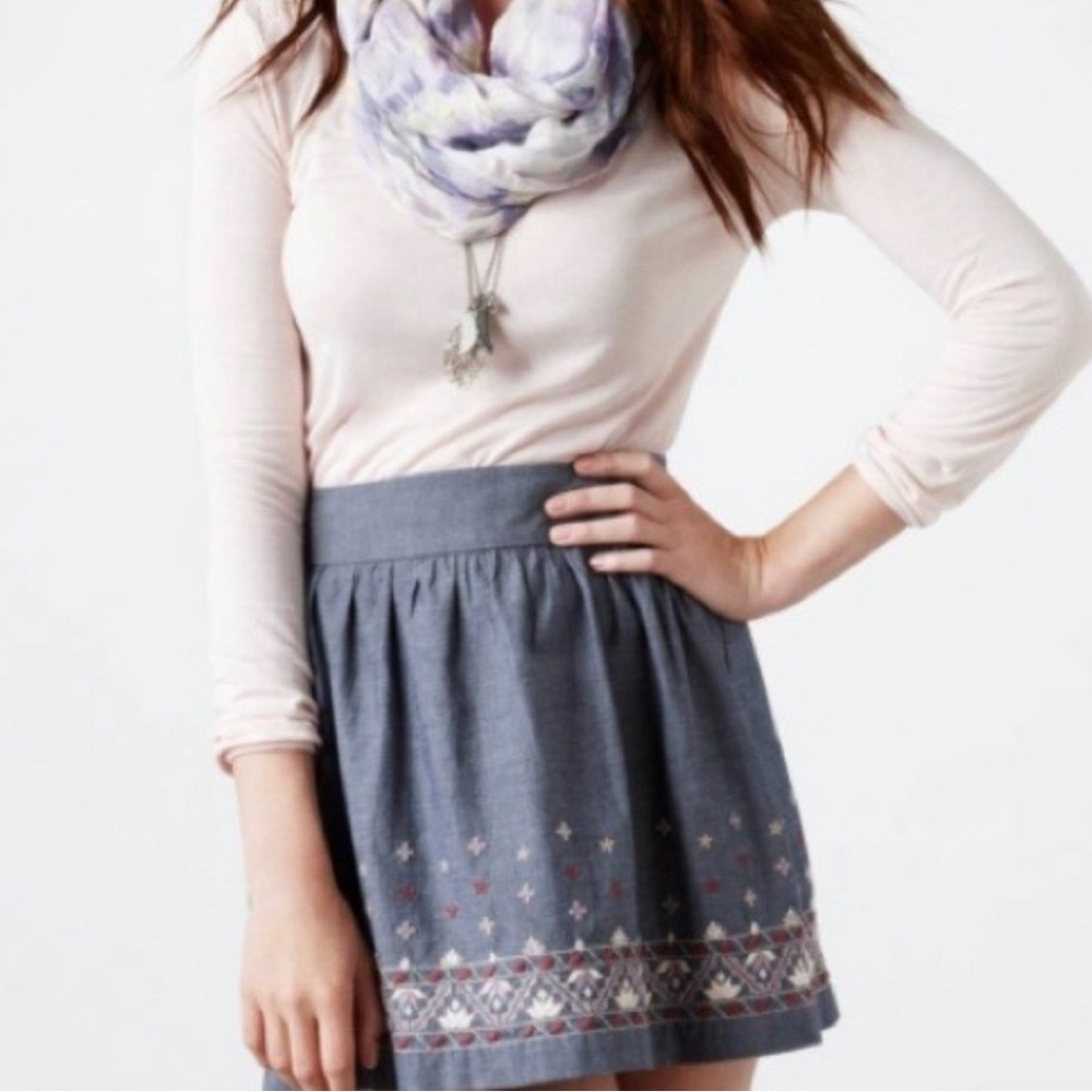 American Eagle Embroidered Chambray skirt small